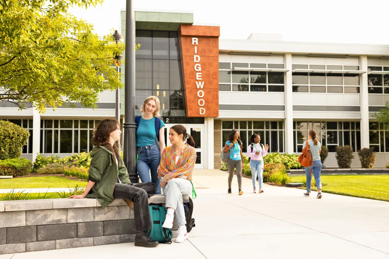 Students on a large campus